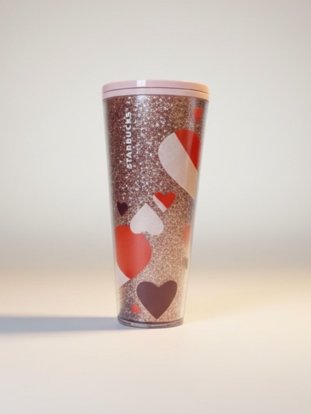Starbucks Glitter Heart Valentine '21 Pink Red WhitePurple Tumbler 24oz No Straw